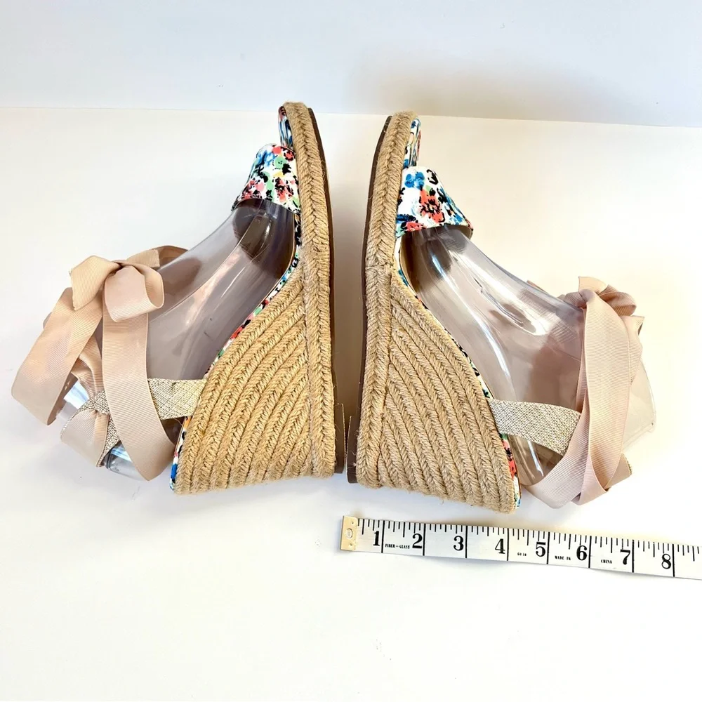 JUST FAB Rhondia Floral Espadrille Ankle Strap Wedge Sandals—SZ. 9